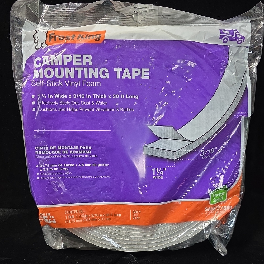 Frost King Camper Mounting Tape - Self-Stick Vinyl Foam V447. NIP